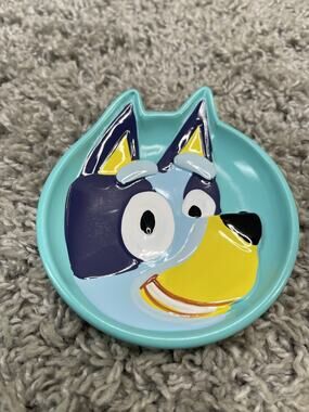Bluey Soap Dish Face Small Resin Trinket Tray Home Bathroom Decor Blue New